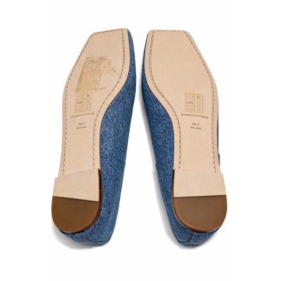 Alexander Wang Billie Flat Womens Size 9 Square Toe Ballet Shoes Indigo Denim - Picture 10 of 16